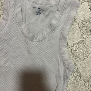 Brandy Melville Light Gray/Green Ribbed Tank Top